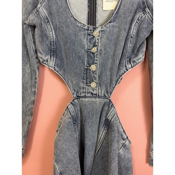 Amanda Uprichard Alabama Denim Mini Dress in Caspian Size Small - Picture 5 of 8